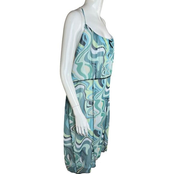 Rue 21 Blue Swirl Sleeveless Sheath Dress Lined Adjustable Straps Size 2X - Picture 4 of 10